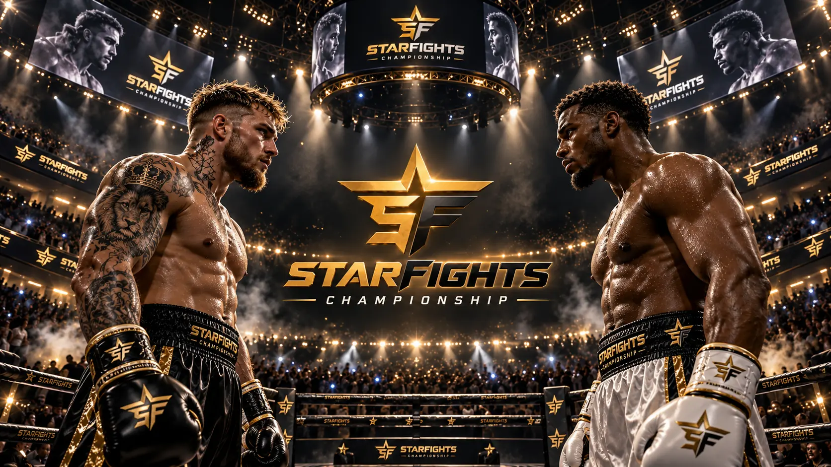 Two StarFights Championship fighters facing off in the ring